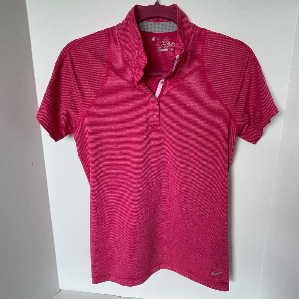 NikeGolf Top, Sz M, Short Sleeve, Pink Striped